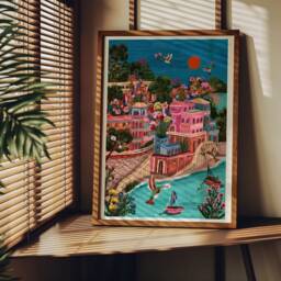 Portofino Hummingbirds Print - Italy Poster A5/A4 A3 A2 A1 - thumbnail 1