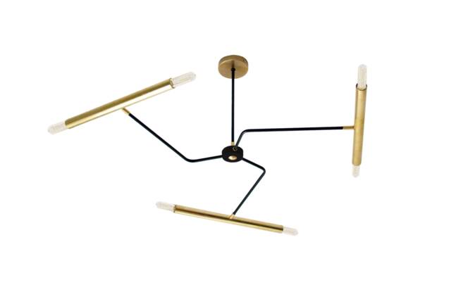 Mia - Mid-Century Modern Brass Chandelier Elegant 3-Arm 6-Light Design - image 1