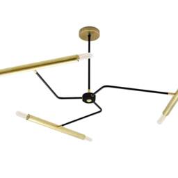 Mia - Mid-Century Modern Brass Chandelier Elegant 3-Arm 6-Light Design - thumbnail 2