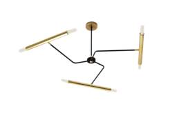 Mia - Mid-Century Modern Brass Chandelier Elegant 3-Arm 6-Light Design - thumbnail 1