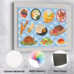 Assorted Gourmet Food Platter Illustration Kitchen Canvas Wall Art Print Decor Picture Ready To Hang - thumbnail 2