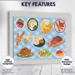 Assorted Gourmet Food Platter Illustration Kitchen Canvas Wall Art Print Decor Picture Ready To Hang - thumbnail 1