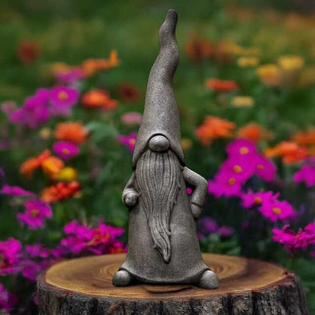 Concrete Gnome Statue With Long Hat Stone Garden Dwarf Figurine Cement Outdoor Yard Ornament Nordic Scandinavian Decor Handmade Elf Gift - image 1