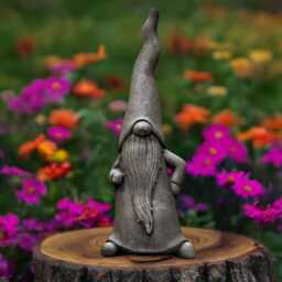 Concrete Gnome Statue With Long Hat Stone Garden Dwarf Figurine Cement Outdoor Yard Ornament Nordic Scandinavian Decor Handmade Elf Gift - thumbnail 1