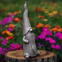 Concrete Gnome Statue With Long Hat Stone Garden Dwarf Figurine Cement Outdoor Yard Ornament Nordic Scandinavian Decor Handmade Elf Gift - thumbnail 2