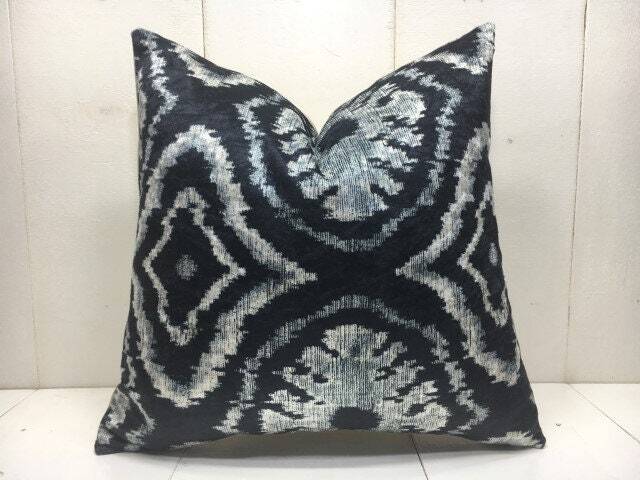 Ikat Silk Pillow Cover, Handwoven Accent Cushion - 16x16 - image 1