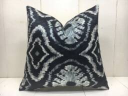 Ikat Silk Pillow Cover, Handwoven Accent Cushion - 16x16 - thumbnail 1