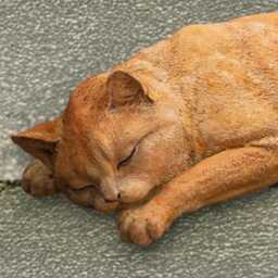 Ginger Sleeping Cat Statue Concrete Kitten Figurine Stone Pet Ornament Memorial Sculpture Kitty Decor Cement Lovers Gift - thumbnail 2