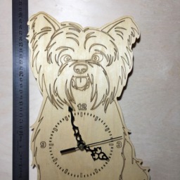 Yorkie Dog Clock Laser Engraved Birch Plywood Wall Decor - thumbnail 3