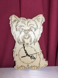 Yorkie Dog Clock Laser Engraved Birch Plywood Wall Decor - thumbnail 1