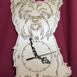 Yorkie Dog Clock Laser Engraved Birch Plywood Wall Decor - thumbnail 2
