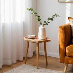 Handcrafted Mosaic Mango Wood Side Table - Detachable Legs - thumbnail 2