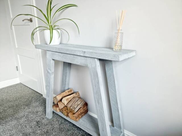 Rustic Wooden Console Table, Scandinavian Reclaimed Wood Hallway Entryway Organisation, Shoe Storage - image 1