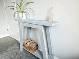 Rustic Wooden Console Table, Scandinavian Reclaimed Wood Hallway Entryway Organisation, Shoe Storage - thumbnail 1