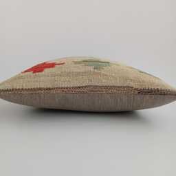Afghan Handmade Cushion Cover, Decorative Throw Pillow, Kilim Rug Cover 16''x16''/44x40 cm - thumbnail 3