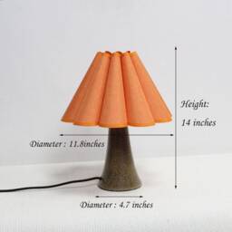 Orange Fabric Table Lamp Ceramic Base, Modern Home Furnishing - thumbnail 2