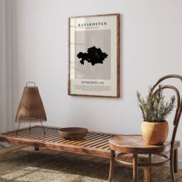 Kazakhstan Map Vintage Abstract Wall Art Print Picasso + Matisse Inspired Travel Poster - thumbnail 2