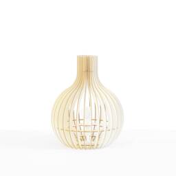 "Scandinavian Wood & Cardboard Table Lamp With Minimalist, Eco-Friendly, Cocoon Design, Recycled Materials, Kido ""Fuchsia" - thumbnail 2