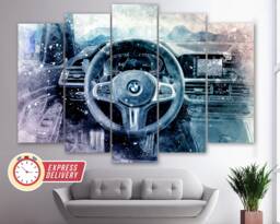 Bmw 3 Series G20 Interior Canvas Print, Wall Art, Bmw Poster, Decor, Sport Bmw, Paintings - thumbnail 1