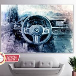 Bmw 3 Series G20 Interior Canvas Print, Wall Art, Bmw Poster, Decor, Sport Bmw, Paintings - thumbnail 3