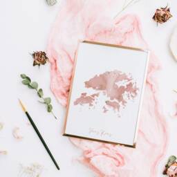 Hong Kong Map Pink & Gold Wall Art Print - thumbnail 2