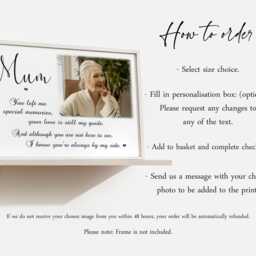 Personalised Mum Memorial Bereavement Print Gift Photo Poem Unframed Mothers Day Sympathy Loss - thumbnail 2