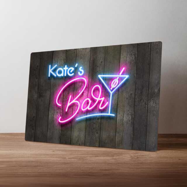 Personalised Garden Bar Sign - Custom Neon Style Home Pub Decor Outdoor Drinks in A5, A4, A3 - image 1