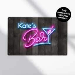 Personalised Garden Bar Sign - Custom Neon Style Home Pub Decor Outdoor Drinks in A5, A4, A3 - thumbnail 2
