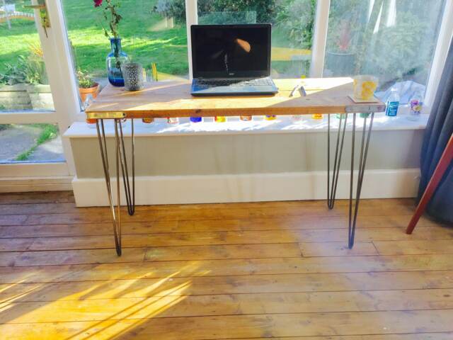 Industrial Desk - Scaffold With Steel Hairpin Legs - image 1