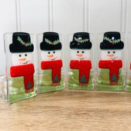 Fused Glass Snowman Decoration - Christmas Decoration, Snowman Decoration, Cornish - thumbnail 3