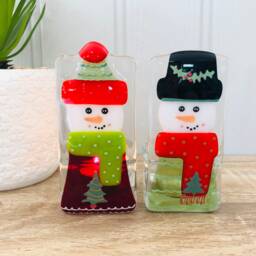 Fused Glass Snowman Decoration - Christmas Decoration, Snowman Decoration, Cornish - thumbnail 1