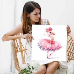 Ballerina Flamingo Blush Wall Art, Canvas Or Poster, Whimsical Animal Floral Decor, Nursery Children's Bedroom Bathroom Art Pink Green - thumbnail 3