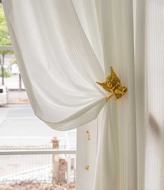 Custom Curtains White Stripe Net Sheer Voile Curtain For Airbnb Bedroom Living Room - image 1