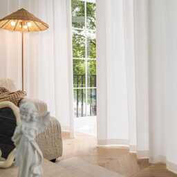 Custom Curtains White Stripe Net Sheer Voile Curtain For Airbnb Bedroom Living Room - thumbnail 3