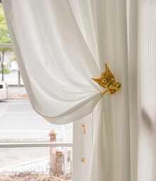 Custom Curtains White Stripe Net Sheer Voile Curtain For Airbnb Bedroom Living Room - thumbnail 1