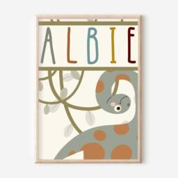 Personalised Dinosaur Print With An Earthy Colour Palette. Perfect For A Playroom, Nursery Or Bedroom - Unframed - thumbnail 2