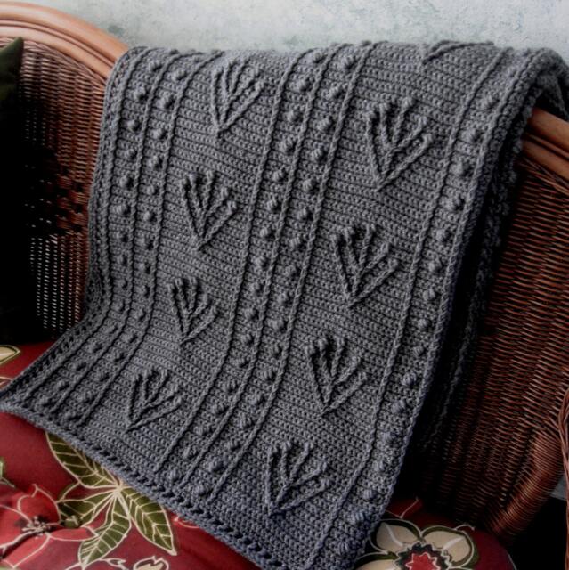 Crochet Afghan Heather Seal Grey Sofa Throw Blanket Neutral Color Highly Textured Picture Lap Beautiful Home Decor Handmade Washable - image 1