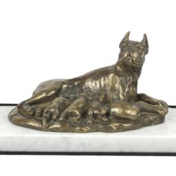 Boxer, Dog White Marble Base Statue, Limited Edition, Artdog. Made Of Cold Cast Bronze. Perfect Gift. Limited Edition - thumbnail 3