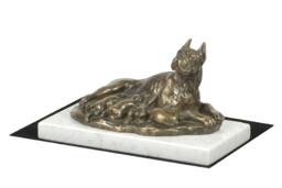Boxer, Dog White Marble Base Statue, Limited Edition, Artdog. Made Of Cold Cast Bronze. Perfect Gift. Limited Edition - thumbnail 1