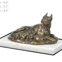 Boxer, Dog White Marble Base Statue, Limited Edition, Artdog. Made Of Cold Cast Bronze. Perfect Gift. Limited Edition - thumbnail 4