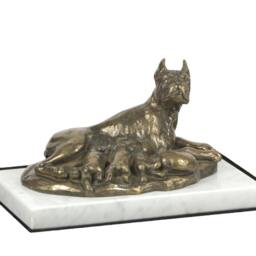 Boxer, Dog White Marble Base Statue, Limited Edition, Artdog. Made Of Cold Cast Bronze. Perfect Gift. Limited Edition - thumbnail 2