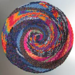 Abstract Spiral Original Design Coiled Jute Fiber Wall Hanging Basket - Multi-Color, Multi-Pattern - One-Of-A-Kind - thumbnail 2