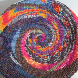 Abstract Spiral Original Design Coiled Jute Fiber Wall Hanging Basket - Multi-Color, Multi-Pattern - One-Of-A-Kind - thumbnail 4