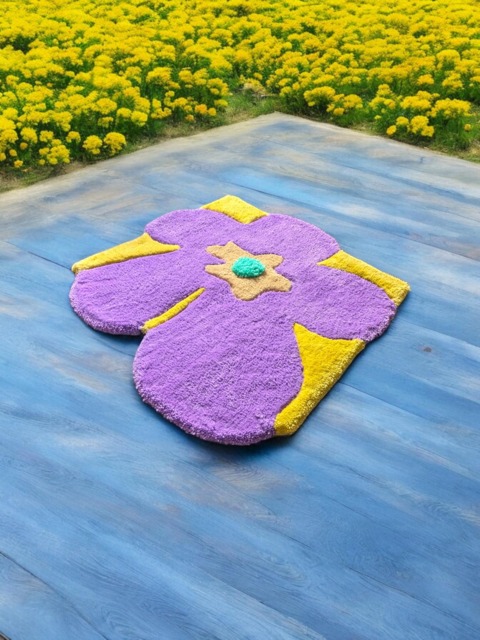 Soft Carpet With 3D Flower Effect. Bathroom Carpet. Special Gift For Christmas. Living Room Made Of Wool. Handmade Gift - image 1