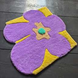 Soft Carpet With 3D Flower Effect. Bathroom Carpet. Special Gift For Christmas. Living Room Made Of Wool. Handmade Gift - thumbnail 4