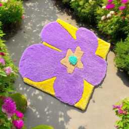 Soft Carpet With 3D Flower Effect. Bathroom Carpet. Special Gift For Christmas. Living Room Made Of Wool. Handmade Gift - thumbnail 2