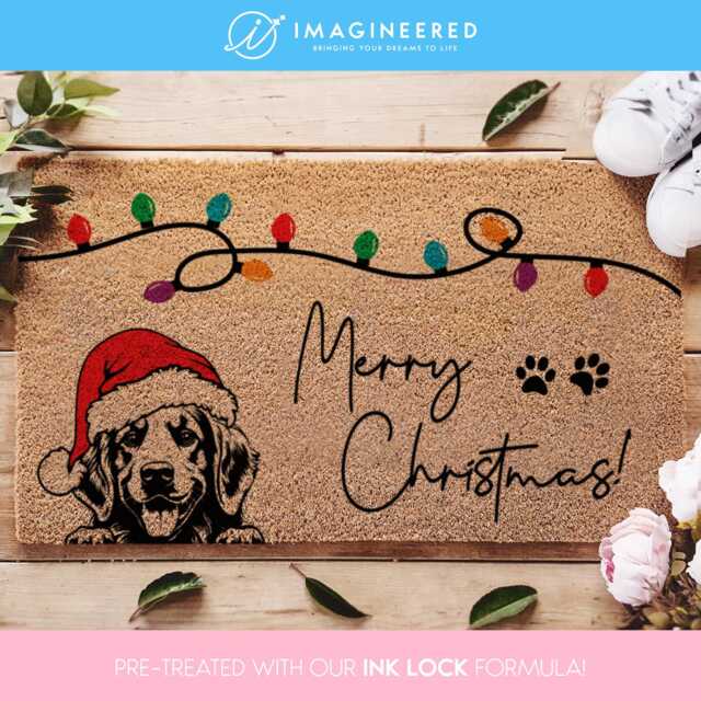 Personalized Christmas Dog Doormat - Custom Welcome Mat Funny Merry Door Home Lover - image 1