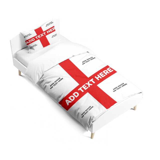 Personalised Photos England Flag Single Duvet Cover Three Lions Football Supporter Bedding St Georges Cross Sports Fan Bedroom Decor Gift - image 1