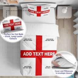 Personalised Photos England Flag Single Duvet Cover Three Lions Football Supporter Bedding St Georges Cross Sports Fan Bedroom Decor Gift - thumbnail 3