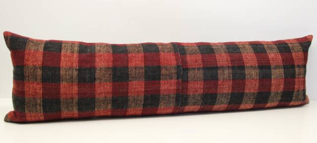 King Size Kilim Lumbar Pillow Cover 14x48, Turkish Wool Oblong - image 1